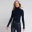 Holland Cooper Buttoned Knit Ladies Turtleneck Top - Navy