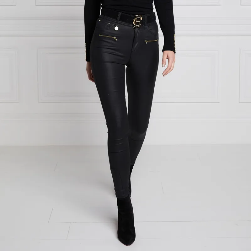Holland Cooper Coated Women's Jodhpur Jeans - Black-1