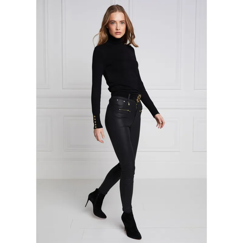 Holland Cooper Coated Women's Jodhpur Jeans - Black-3