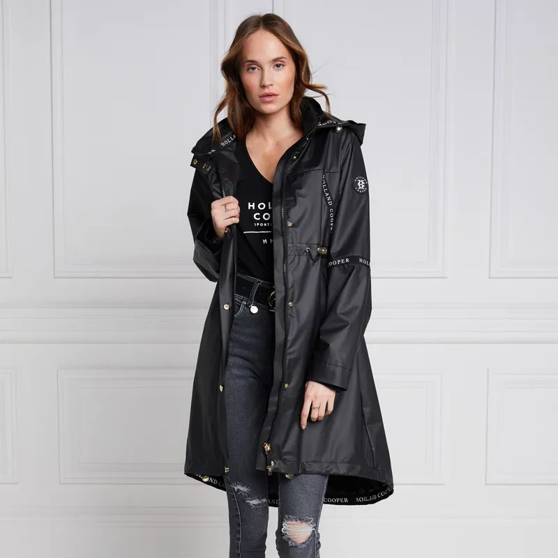 Holland Cooper Ladies Waterproof Raincoat - Matte Black-1