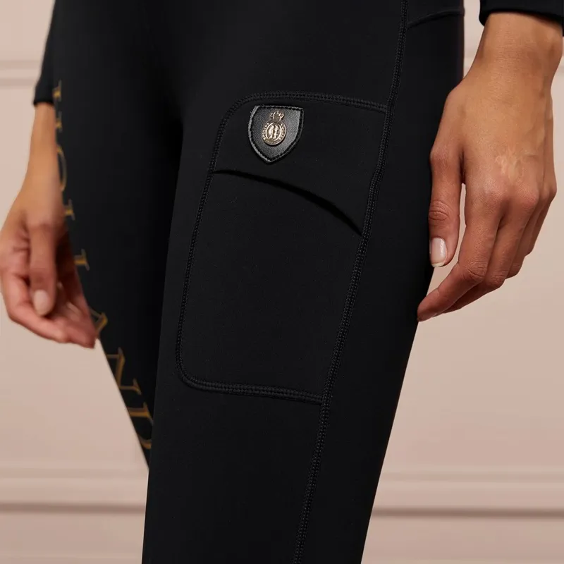 Holland Cooper Halcot Full Grip Ladies Thermal Riding Tights - Black-2
