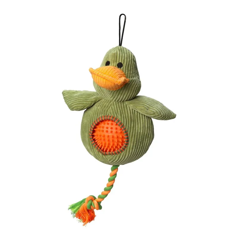 House of Paws Cord Dog Toy with Spiky Ball - Duck-1