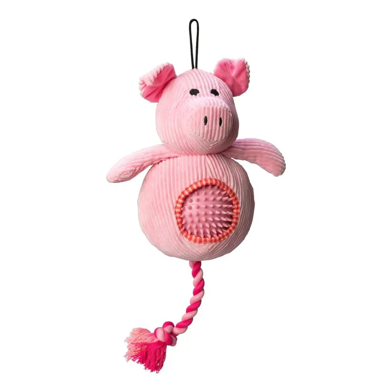 House of Paws Cord Dog Toy with Spiky Ball - Pig