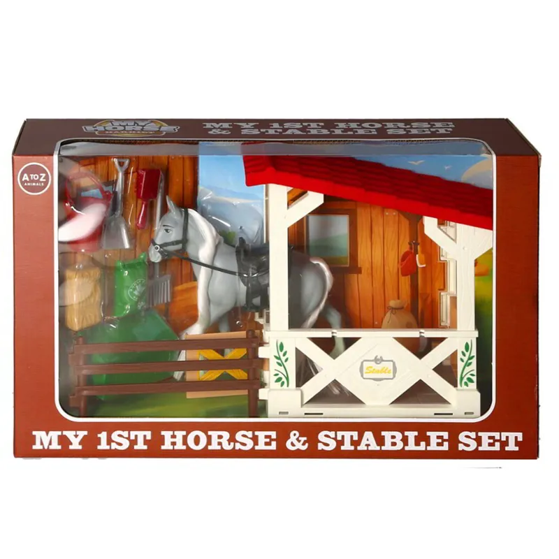 Platinum Horse and Stable Set - Dark Grey