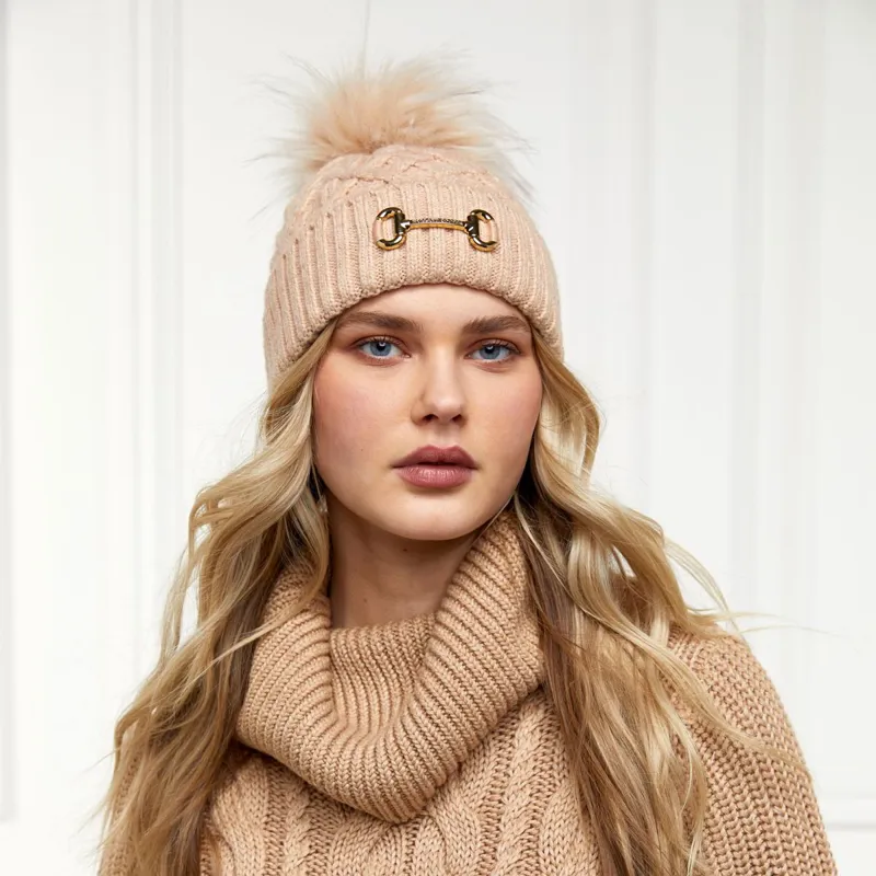 Holland Cooper Horse Bit Pom-Pom Hat - Camel-1