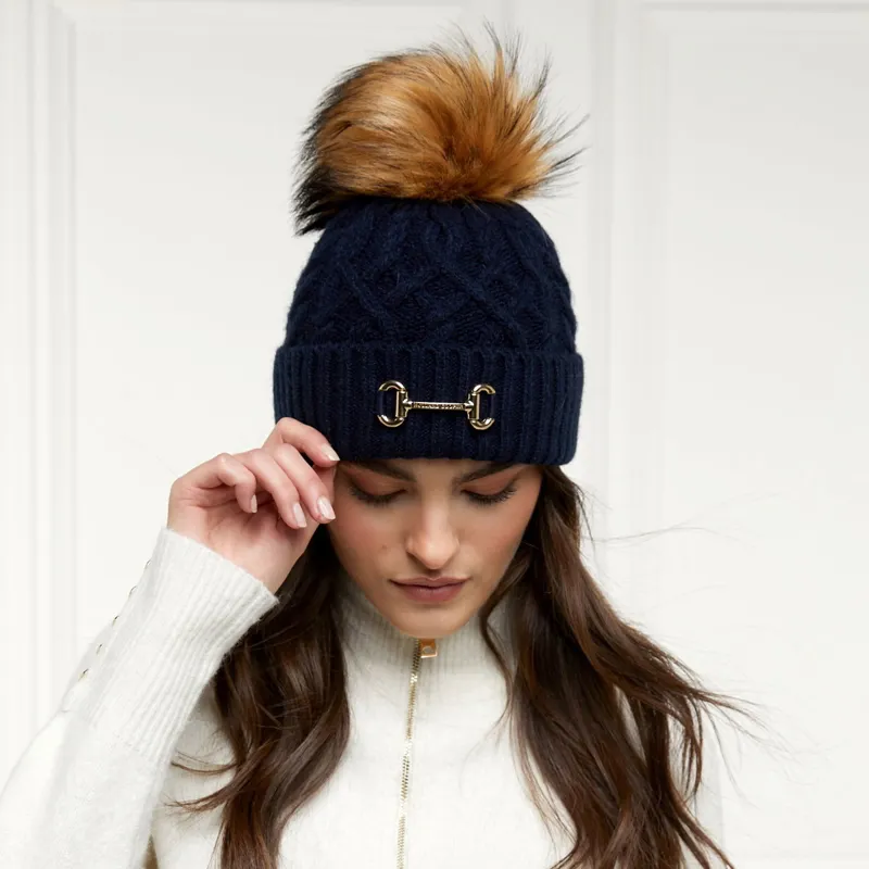 Holland Cooper Horse Bit Pom-pom Hat - Ink Navy-4