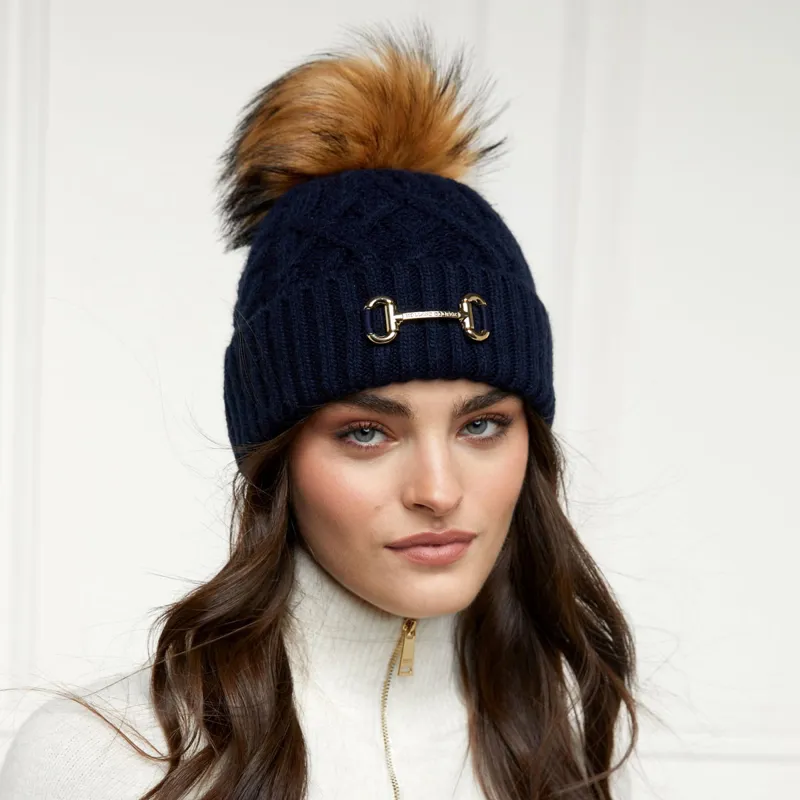 Holland Cooper Horse Bit Pom-pom Hat - Ink Navy-3