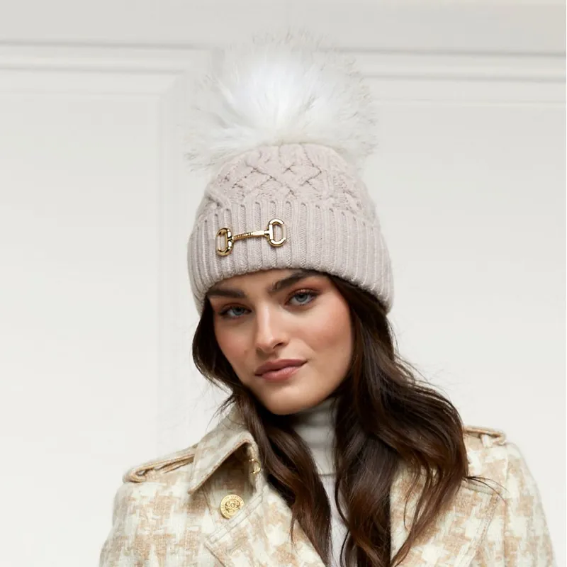 Holland Cooper Horse Bit Pom-Pom Hat - Taupe-3