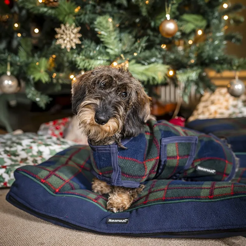 Horseware Holiday Dog Fleece Coat - Navy Check/Green/Red