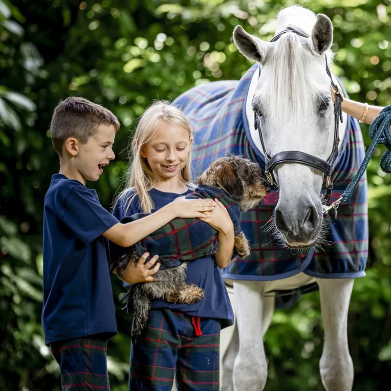 Horseware Holiday Junior Pajama Set - Navy Check/Green/Red-2