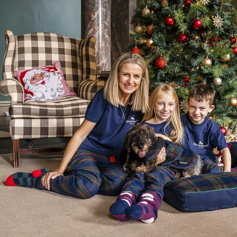Horseware Holiday Ladies Pajama Set - Navy Check/Green/Red-2