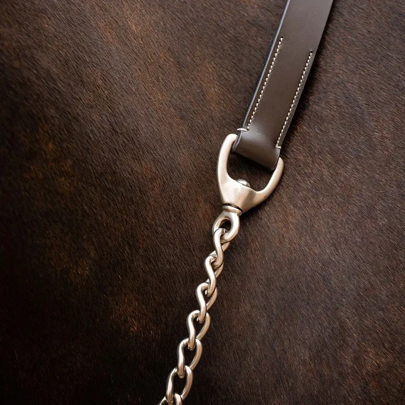 Horseware Signature Leather Lead Shank with Chain - Brown-1
