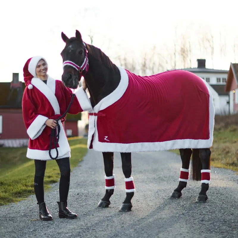 Horze Christmas Halter - Red/White-2