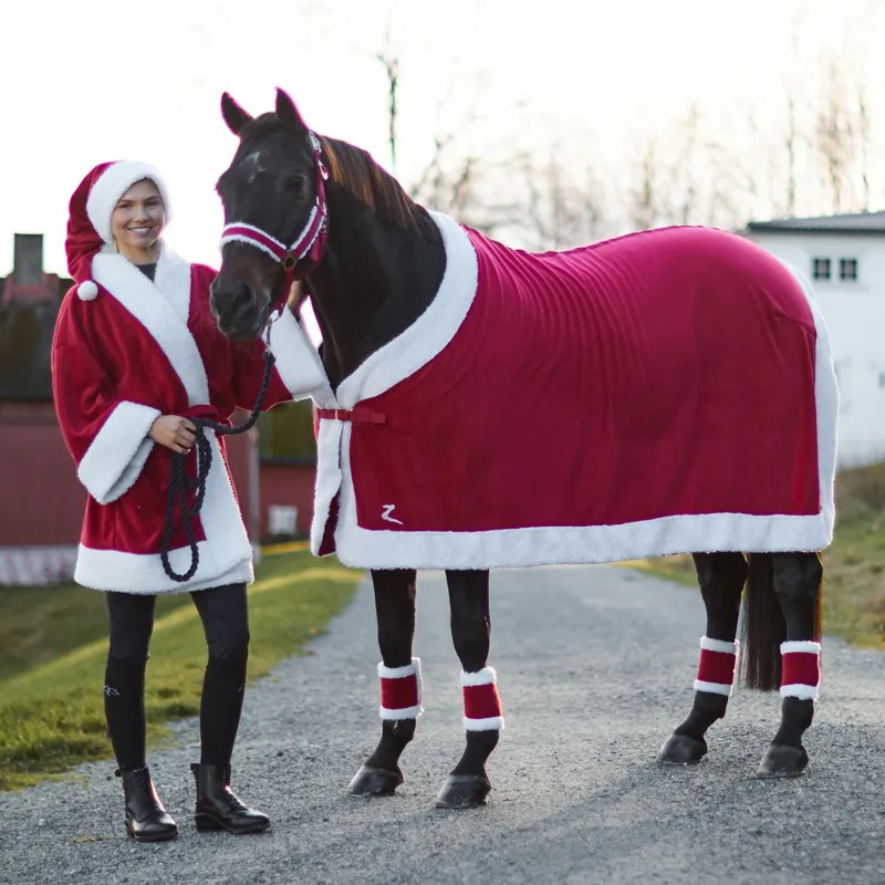 Horze Christmas Rug - Red/White-1