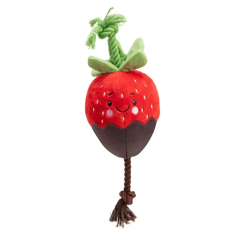 House Of Paws Plush Dog Toy - Chocolate Dipped Strawberry