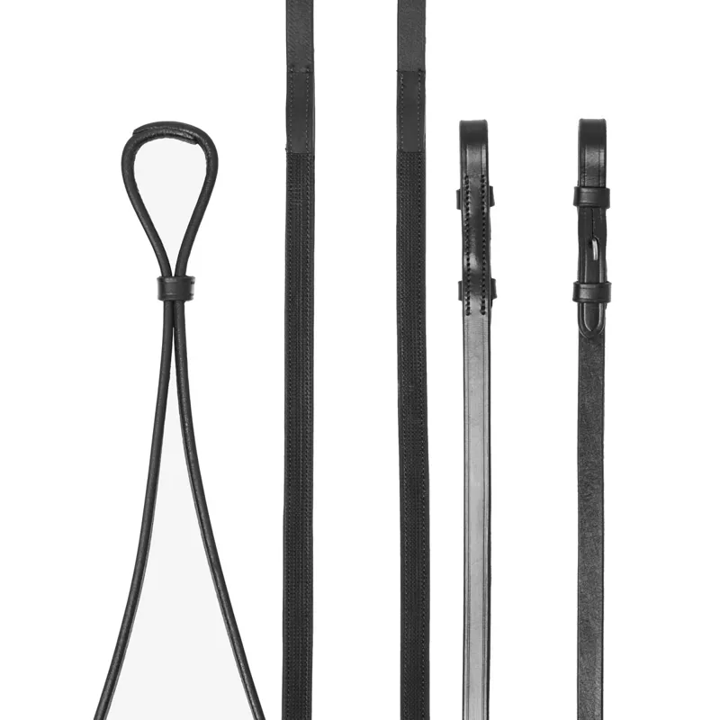 LeMieux Hunter Half Lined Curb Rein - Black/Silver