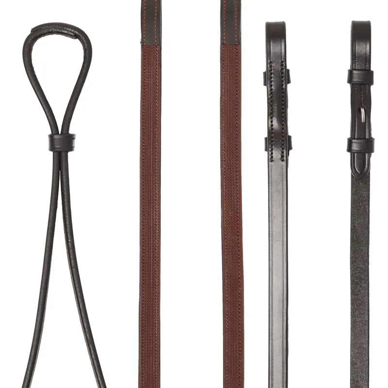 LeMieux Hunter Half Lined Curb Rein - Havana/Silver