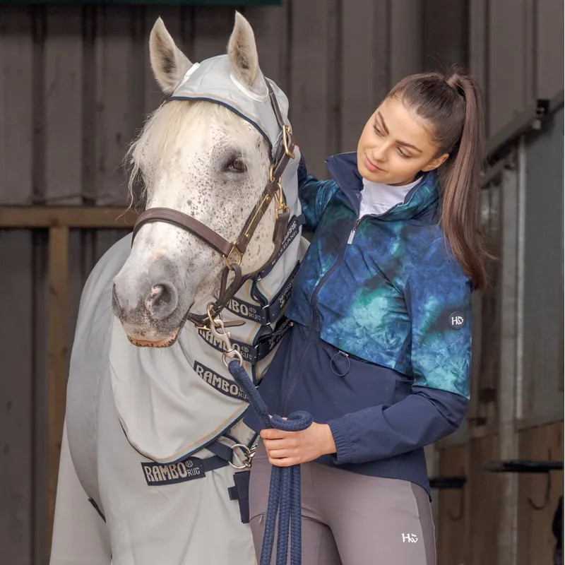 Horseware Carrie Womens Riding Jacket - Navy/Green Tie Dyed - Small-4
