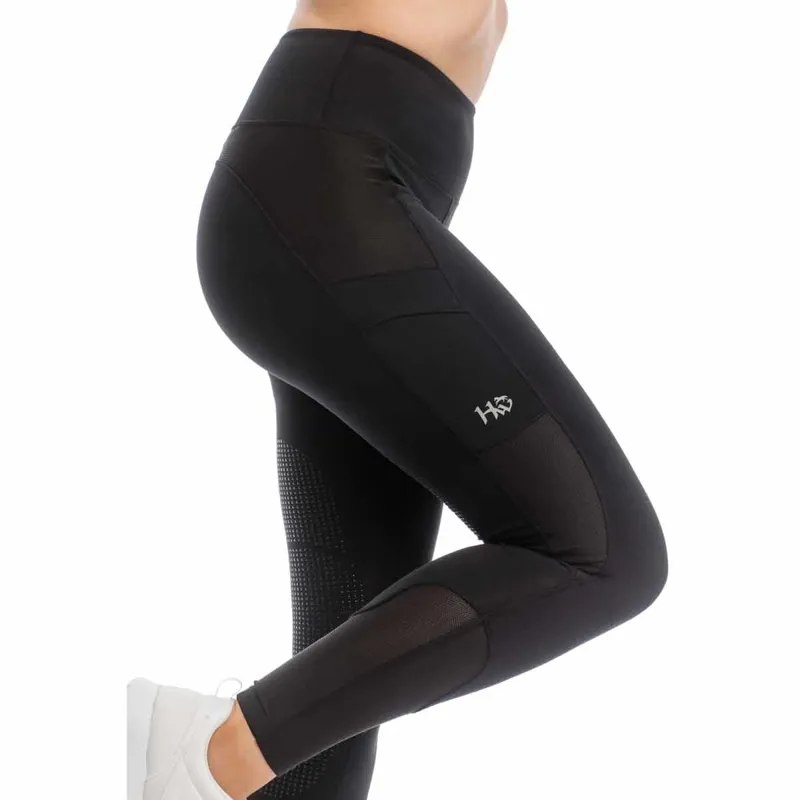 Horseware Silicone Knee Grip Womens Riding Tights - Black - X-Large-3