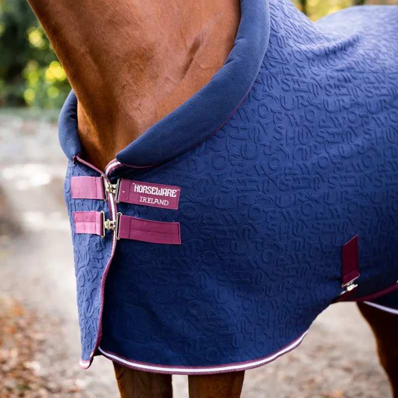 Horseware Embossed Cosy Neck Cooler Navy HW Print/Burgundy/White-2