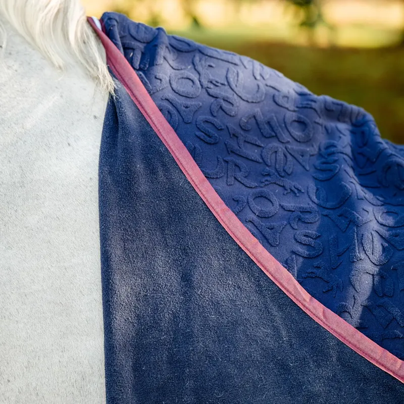 Horseware Embossed Jersey Cooler - Navy HW Print/Burgundy/White-2