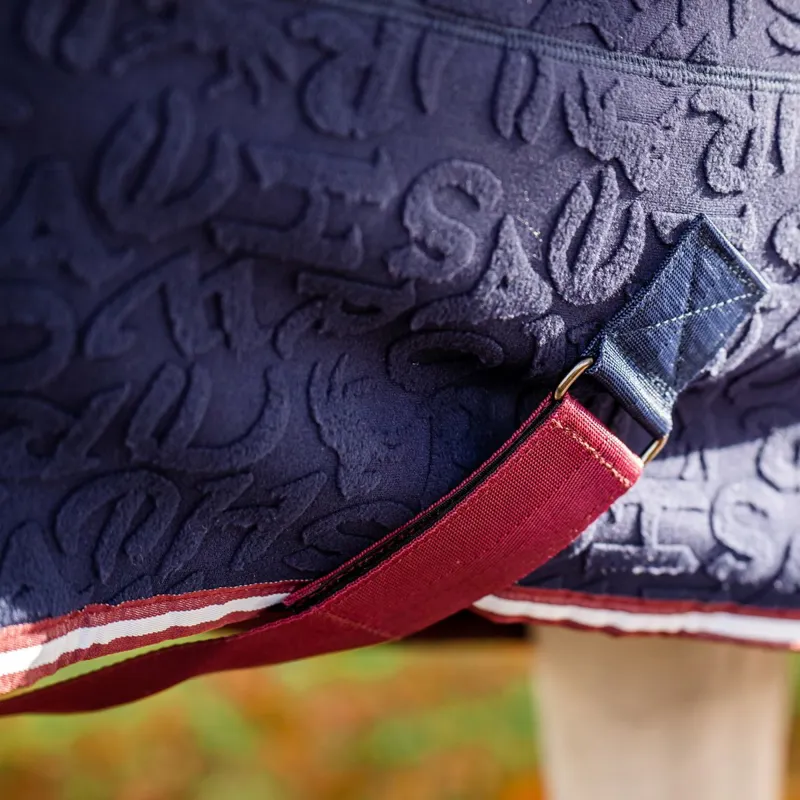 Horseware Embossed Jersey Cooler - Navy HW Print/Burgundy/White-3
