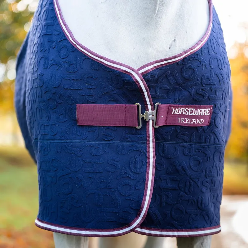 Horseware Embossed Jersey Cooler - Navy HW Print/Burgundy/White-4