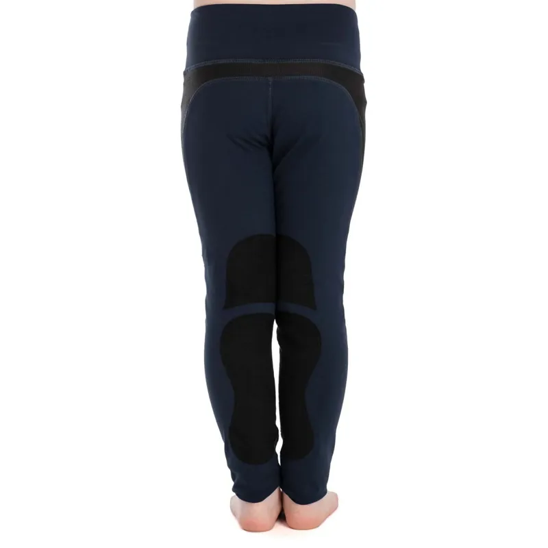 Horseware Knee Patch Junior Riding Tights - Navy - 5-6yrs-1