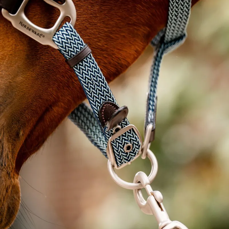 Horseware Signature Braided Halter - Brown/Navy/Blue Haze-1