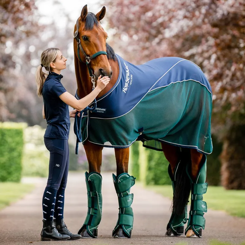 Horseware Signature Sport Cooler - Navy/Hunter Green/Silver-2