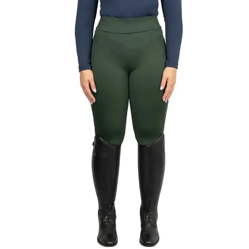 Hy Equestrian Melton Full Grip Women's Riding Tights - Forest Green