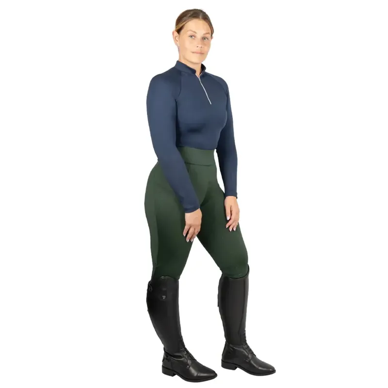 Hy Equestrian Melton Full Grip Women's Riding Tights - Forest Green-2