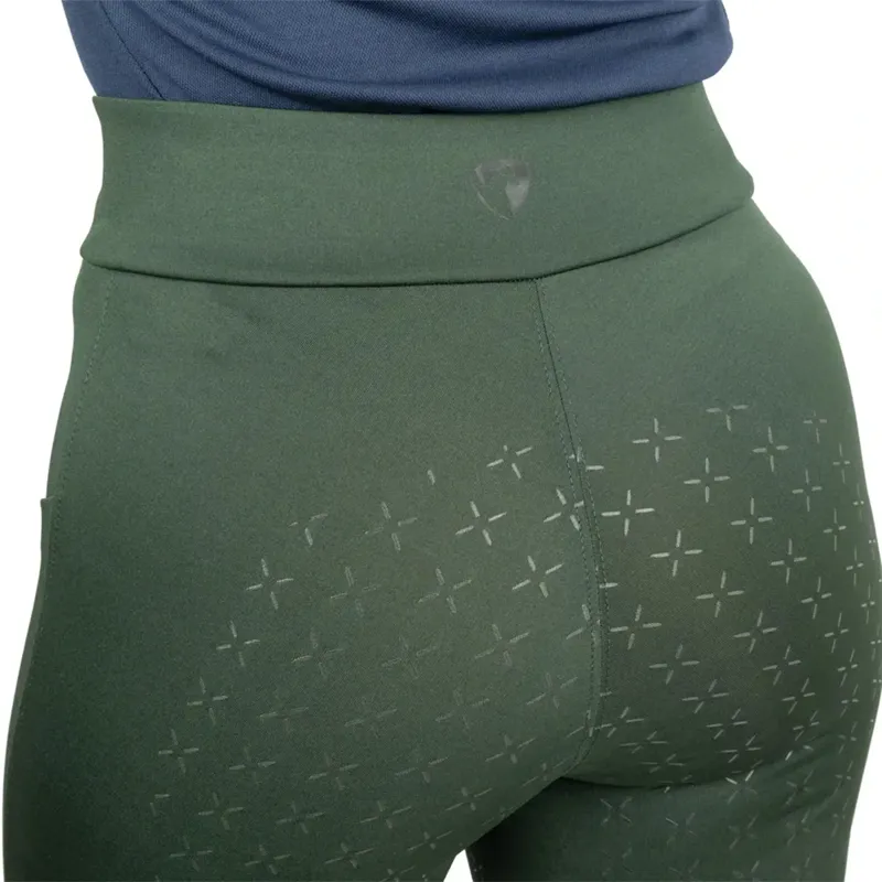 Hy Equestrian Melton Full Grip Women's Riding Tights - Forest Green-4