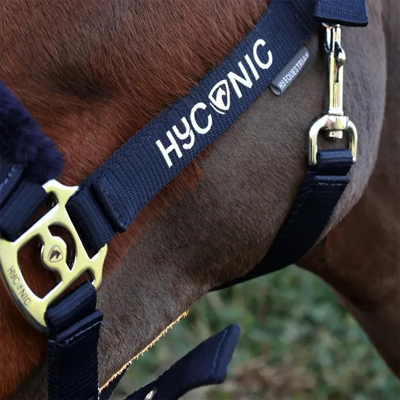 Hy HyCONIC Faux Fur Padded Halter and Lead Rope - Navy-1