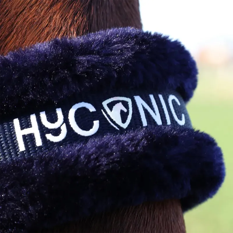 Hy HyCONIC Faux Fur Padded Halter and Lead Rope - Navy-2