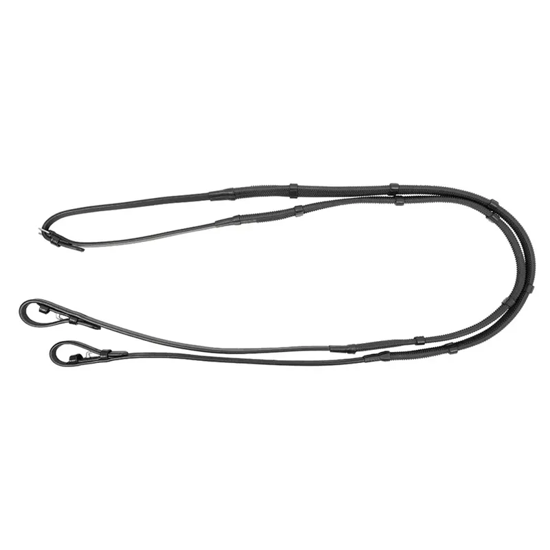 HY Equestrian ProPrecision Softy Grip Reins with Stoppers - Black