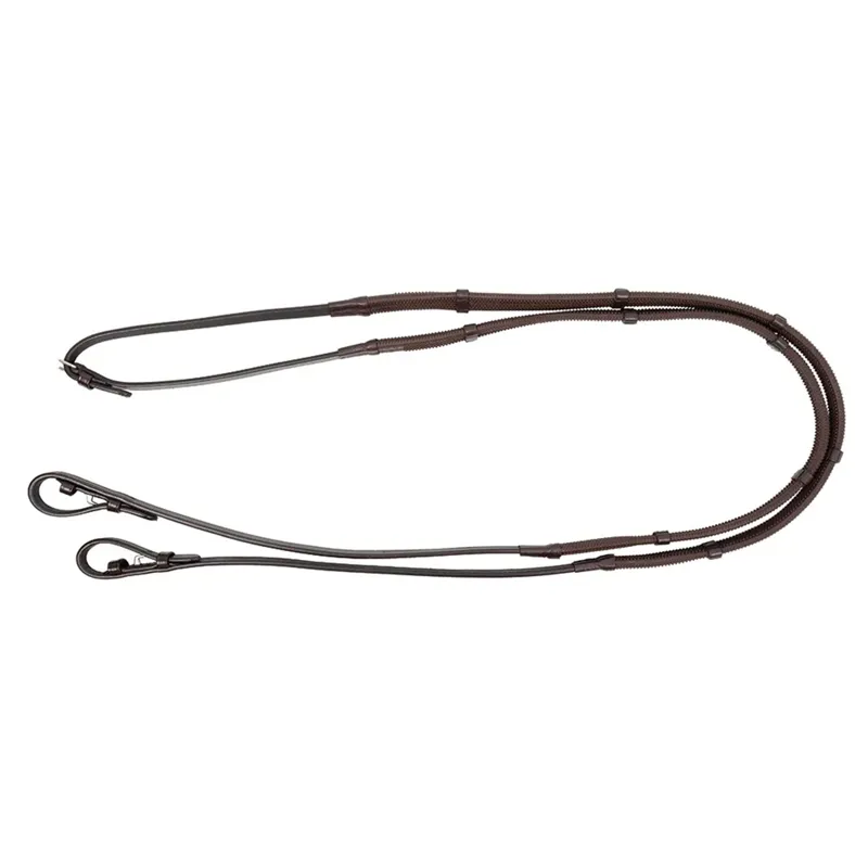 HY Equestrian ProPrecision Softy Grip Reins with Stoppers - Brown