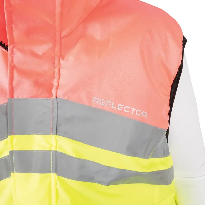 Hy Equestrian Reflector Two Tone Adults Waterproof Vest - Yellow/Pink-5