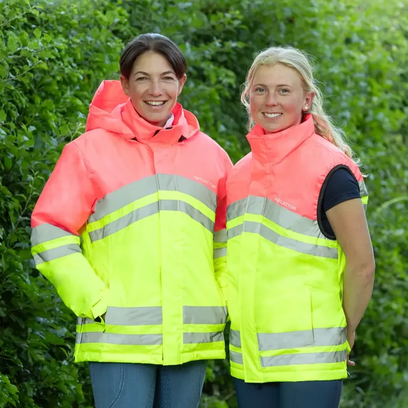 Hy Equestrian Reflector Two Tone Adults Waterproof Vest - Yellow/Pink-8