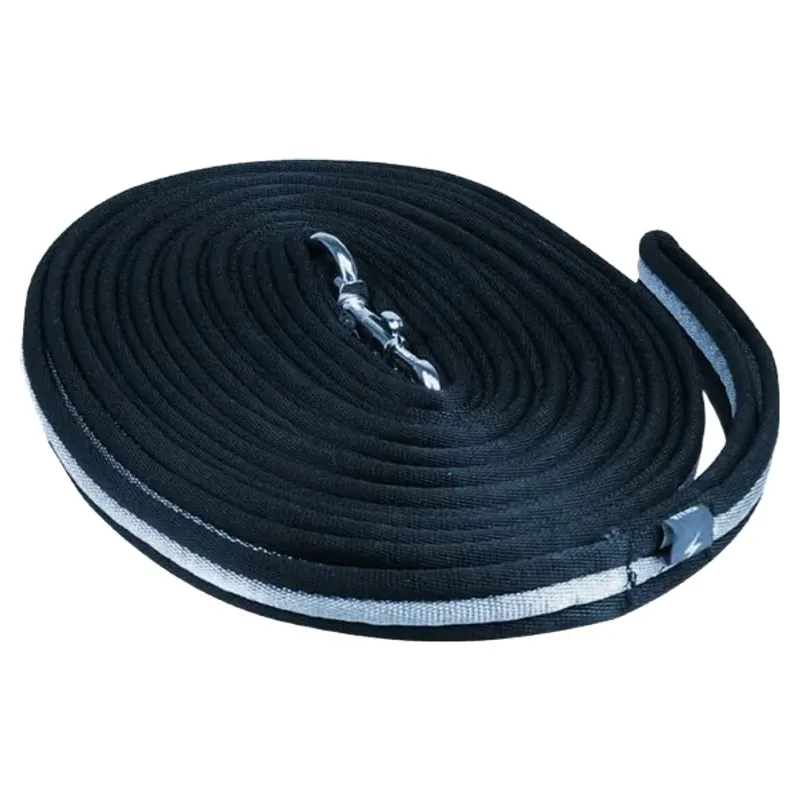 Hy Equestrian Soft Webbing Lunge Line - Navy/Silver