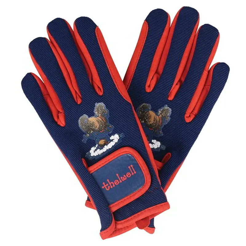 Hy Thelwell Practice Makes Perfect Junior Riding Gloves - Navy/Red