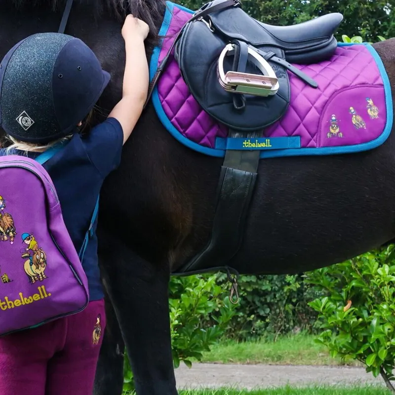 Hy Equestrian Thelwell Pony Friends Saddle Pad - Purple/Blue-2