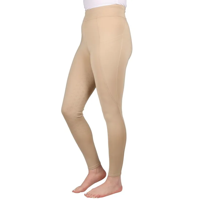 Hy Equestrian Melton Flex Full Grip Women's Riding Tights - Beige-1