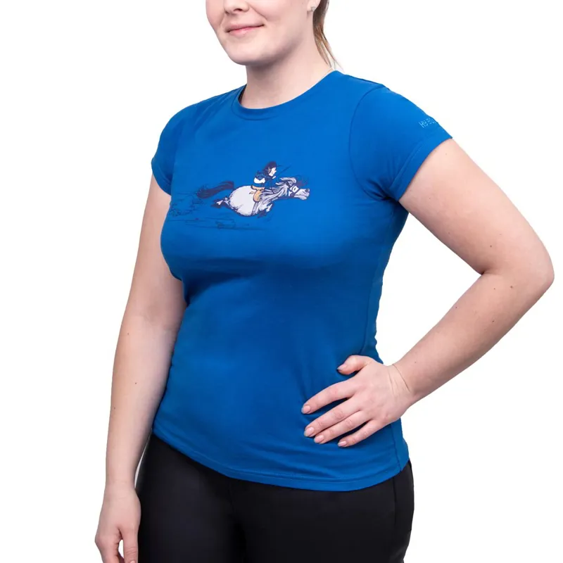 Hy Equestrian Women's Thelwell Jumps Tee - Blue/Beige - X-Small