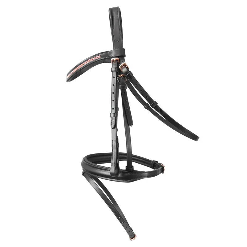 Hy Equestrian Rosciano Flash Bridle - Black/Rose Gold