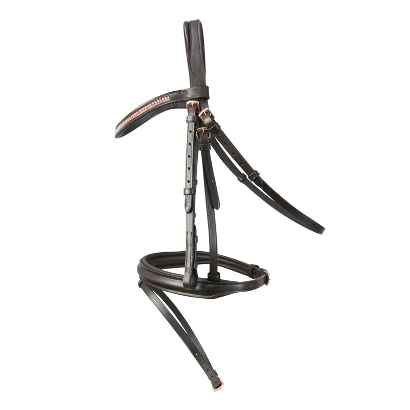 Hy Equestrian Rosciano Flash Bridle - Brown/Rose Gold