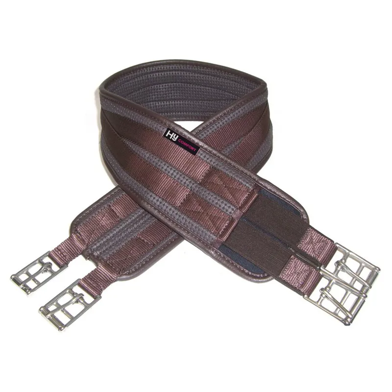 Hy Equestrian Waffle Girth with One Elastic End - Brown