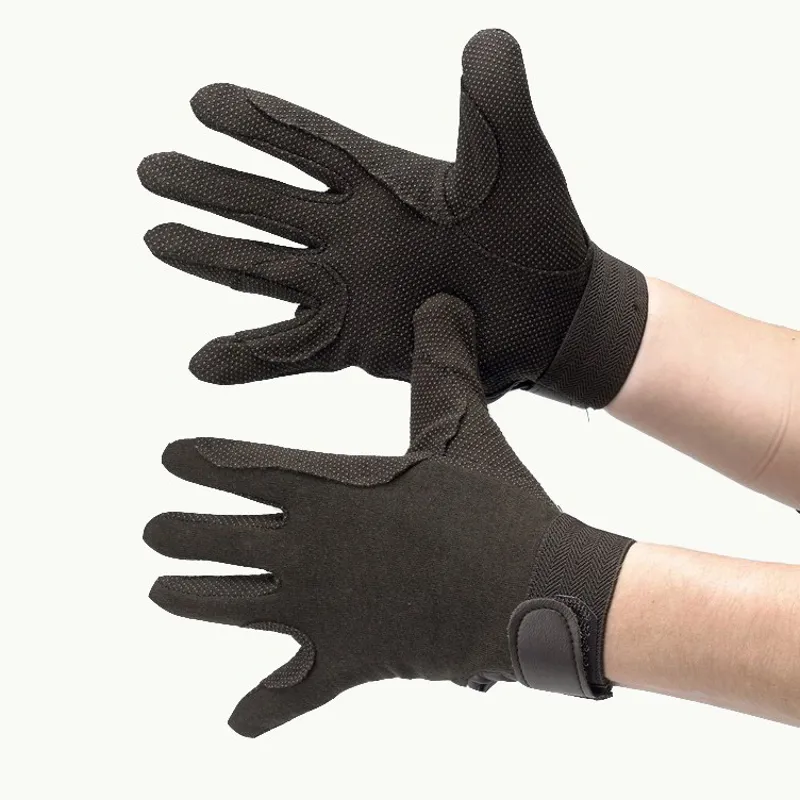 Hy Equestrian Cotton Dotted Palm Gloves - Black