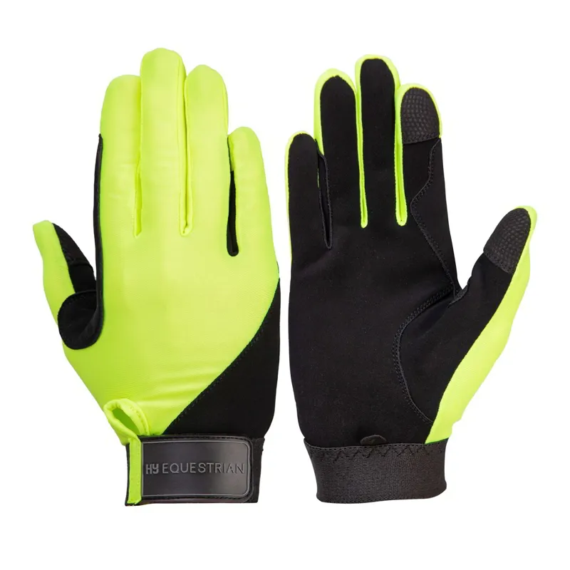 Hy Equestrian Absolute Fit Riding Gloves - Yellow Reflective
