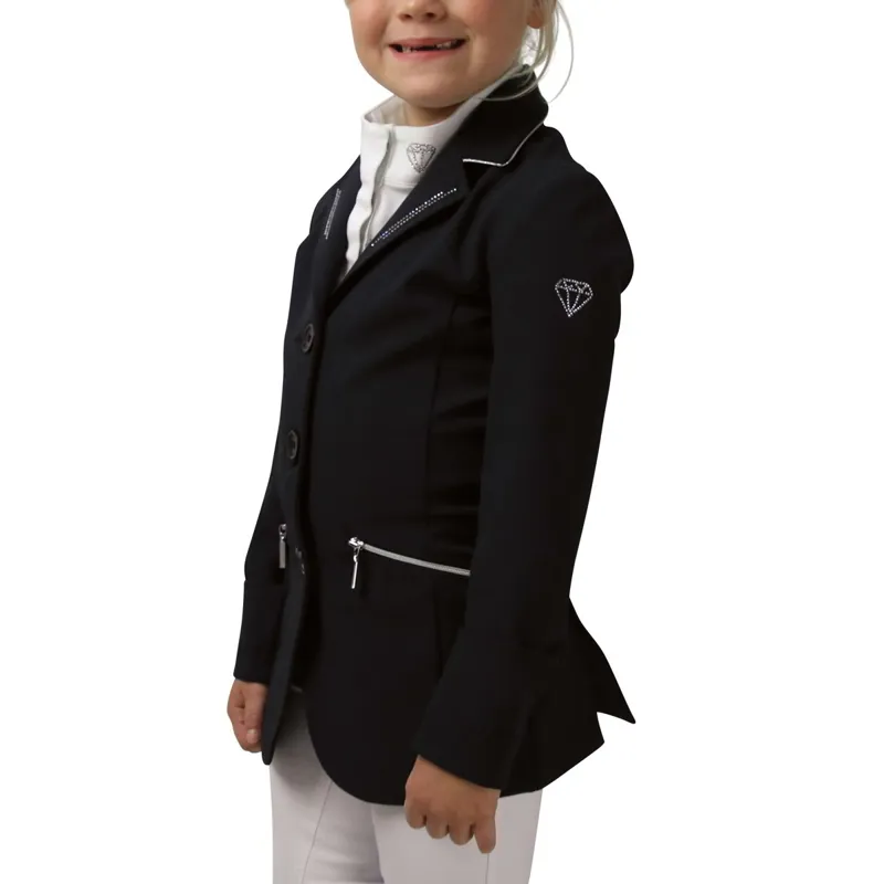 Hy Equestrian Cadiz Mizs Junior Show Coat - Black/Silver - 7-8yrs